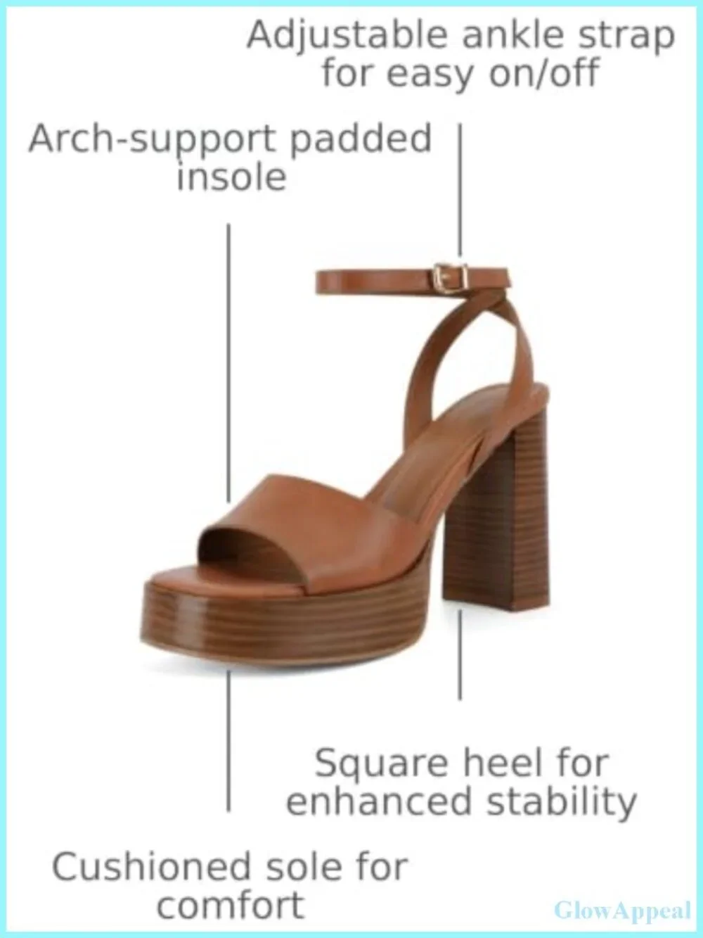 Platform Heels Open Toe Chunky Block Heel Ankle Strap Sandals